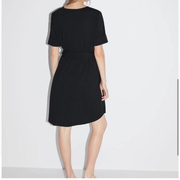Zara Black Textured Dress with Belt Size Large - Picture 5 of 7